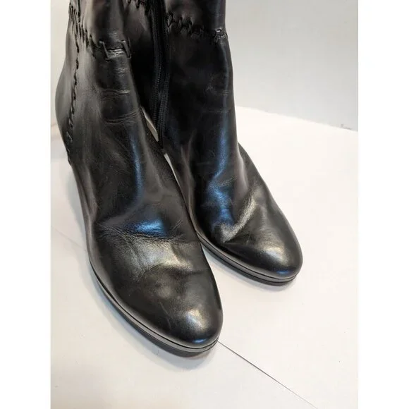 Antonio Melani Y2K Dixie Black Leather Heeled Boots Booties 10 Witchy Gothic - Picture 7 of 11